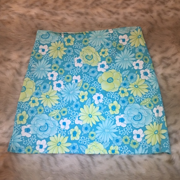 La Belle-Turquoise Yellow Stretch Mini Skirt - Picture 1 of 6